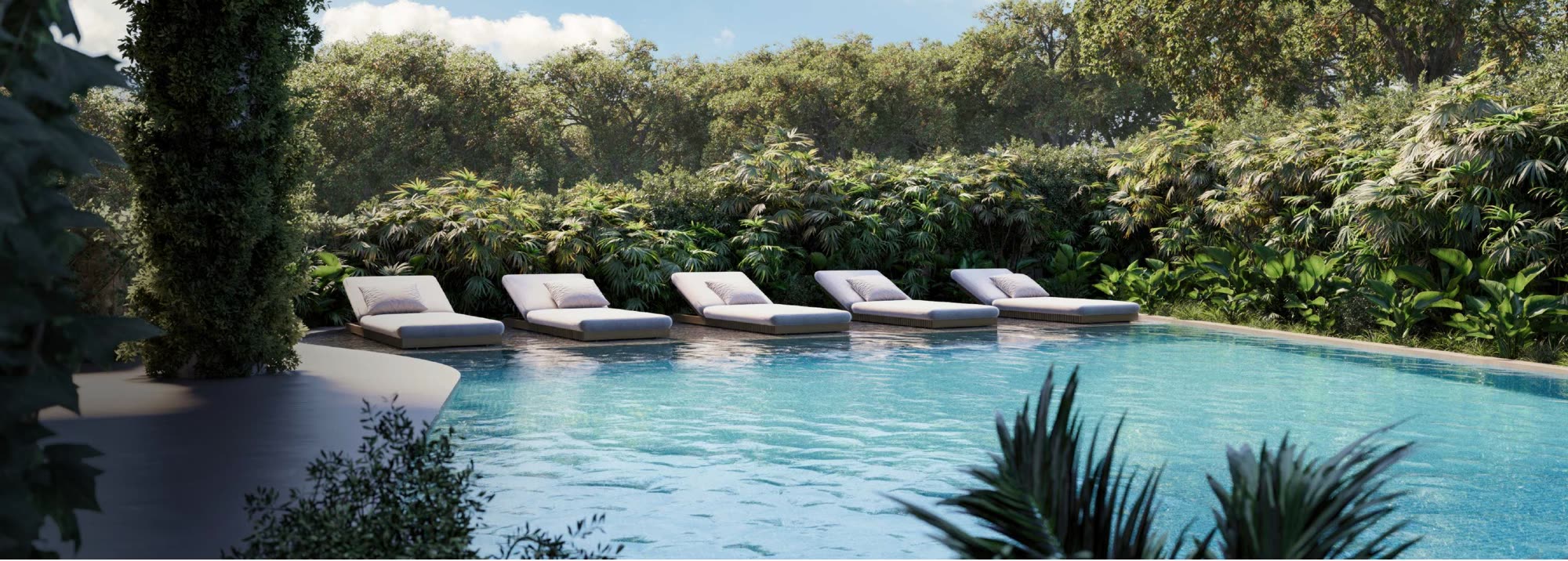 Panoramic infinity pool facing the jungle canopy, Luma Biohacking Resort